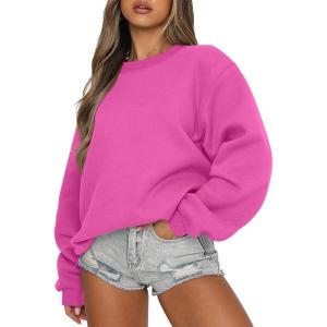 imageANRABESS Womens Sweatshirts Crewneck Fleece Oversized Pullover Sweater Spring Winter Cute Tops Teen Girls Preppy Clothes 2026Hot Pink