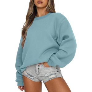 imageANRABESS Womens Sweatshirts Crewneck Fleece Oversized Pullover Sweater Spring Winter Cute Tops Teen Girls Preppy Clothes 2026Lake Green