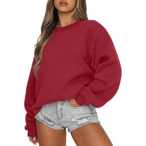 imageANRABESS Womens Sweatshirts Crewneck Fleece Oversized Pullover Sweater Spring Winter Cute Tops Teen Girls Preppy Clothes 2026Red