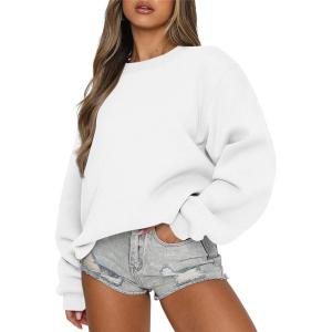 imageANRABESS Womens Sweatshirts Crewneck Fleece Oversized Pullover Sweater Spring Winter Cute Tops Teen Girls Preppy Clothes 2026White