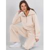 imageANRABESS Womens 2 Piece Outfits Half Zip Sweatshirt amp Wide Leg Pants Airport Travel Lounge Matching Sets Sweatsuits ClothingApricot