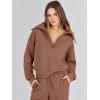 imageANRABESS Womens 2 Piece Outfits Half Zip Sweatshirt amp Wide Leg Pants Airport Travel Lounge Matching Sets Sweatsuits ClothingBurnt Brown