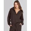 imageANRABESS Womens 2 Piece Outfits Half Zip Sweatshirt amp Wide Leg Pants Airport Travel Lounge Matching Sets Sweatsuits ClothingCoffee