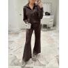imageANRABESS Womens 2 Piece Outfits Half Zip Sweatshirt amp Wide Leg Pants Airport Travel Lounge Matching Sets Sweatsuits ClothingCoffee