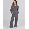 imageANRABESS Womens 2 Piece Outfits Half Zip Sweatshirt amp Wide Leg Pants Airport Travel Lounge Matching Sets Sweatsuits ClothingDark Grey