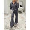 imageANRABESS Womens 2 Piece Outfits Half Zip Sweatshirt amp Wide Leg Pants Airport Travel Lounge Matching Sets Sweatsuits ClothingDark Grey