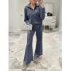 imageANRABESS Womens 2 Piece Outfits Half Zip Sweatshirt amp Wide Leg Pants Airport Travel Lounge Matching Sets Sweatsuits ClothingGray