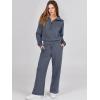 imageANRABESS Womens 2 Piece Outfits Half Zip Sweatshirt amp Wide Leg Pants Airport Travel Lounge Matching Sets Sweatsuits ClothingGray