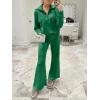 imageANRABESS Womens 2 Piece Outfits Half Zip Sweatshirt amp Wide Leg Pants Airport Travel Lounge Matching Sets Sweatsuits ClothingGreen