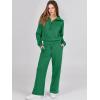imageANRABESS Womens 2 Piece Outfits Half Zip Sweatshirt amp Wide Leg Pants Airport Travel Lounge Matching Sets Sweatsuits ClothingGreen