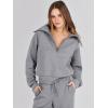 imageANRABESS Womens 2 Piece Outfits Half Zip Sweatshirt amp Wide Leg Pants Airport Travel Lounge Matching Sets Sweatsuits ClothingGrey