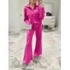 imageANRABESS Womens 2 Piece Outfits Half Zip Sweatshirt amp Wide Leg Pants Airport Travel Lounge Matching Sets Sweatsuits ClothingHot Pink