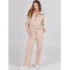 imageANRABESS Womens 2 Piece Outfits Half Zip Sweatshirt amp Wide Leg Pants Airport Travel Lounge Matching Sets Sweatsuits ClothingKhaki