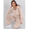 imageANRABESS Womens 2 Piece Outfits Half Zip Sweatshirt amp Wide Leg Pants Airport Travel Lounge Matching Sets Sweatsuits ClothingKhaki