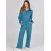 imageANRABESS Womens 2 Piece Outfits Half Zip Sweatshirt amp Wide Leg Pants Airport Travel Lounge Matching Sets Sweatsuits ClothingLake Blue