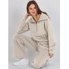 imageANRABESS Womens 2 Piece Outfits Half Zip Sweatshirt amp Wide Leg Pants Airport Travel Lounge Matching Sets Sweatsuits ClothingLight Khaki