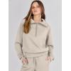 imageANRABESS Womens 2 Piece Outfits Half Zip Sweatshirt amp Wide Leg Pants Airport Travel Lounge Matching Sets Sweatsuits ClothingLight Khaki