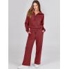 imageANRABESS Womens 2 Piece Outfits Half Zip Sweatshirt amp Wide Leg Pants Airport Travel Lounge Matching Sets Sweatsuits ClothingRed