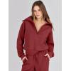 imageANRABESS Womens 2 Piece Outfits Half Zip Sweatshirt amp Wide Leg Pants Airport Travel Lounge Matching Sets Sweatsuits ClothingRed
