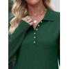 imageANRABESS Womens Long Sleeve Polo Sweaters Knit Button Shirt Lightweight Dressy Casual Basic Pullover Tops 2025 Fall Fashion Forest Green Large
