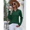 imageANRABESS Womens Long Sleeve Polo Sweaters Knit Button Shirt Lightweight Dressy Casual Basic Pullover Tops 2025 Fall Fashion Forest Green Large
