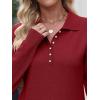 imageANRABESS Womens Long Sleeve Polo Sweaters Knit Button Shirt Lightweight Dressy Casual Basic Pullover Tops 2025 Fall Fashion Red Large