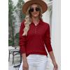 imageANRABESS Womens Long Sleeve Polo Sweaters Knit Button Shirt Lightweight Dressy Casual Basic Pullover Tops 2025 Fall Fashion Red Large