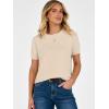 imageANRABESS Womens Short Sleeve Sweater Scoop Neck 2026 Casual Lightweight Pullover Tops Spring Summer ClothesBeige