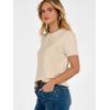 imageANRABESS Womens Short Sleeve Sweater Scoop Neck 2026 Casual Lightweight Pullover Tops Spring Summer ClothesBeige