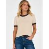 imageANRABESS Womens Short Sleeve Sweater Scoop Neck 2026 Casual Lightweight Pullover Tops Spring Summer ClothesBlackbeige