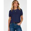 imageANRABESS Womens Short Sleeve Sweater Scoop Neck 2026 Casual Lightweight Pullover Tops Spring Summer ClothesNavy Blue