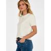 imageANRABESS Womens Short Sleeve Sweater Scoop Neck 2026 Casual Lightweight Pullover Tops Spring Summer ClothesWhite