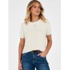 imageANRABESS Womens Short Sleeve Sweater Scoop Neck 2026 Casual Lightweight Pullover Tops Spring Summer ClothesWhite