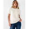 imageANRABESS Womens Short Sleeve Sweater Scoop Neck 2026 Casual Lightweight Pullover Tops Spring Summer ClothesWhite