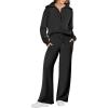 imageANRABESS Womens 2 Piece Outfits Half Zip Sweatshirt amp Wide Leg Pants Airport Travel Lounge Matching Sets Sweatsuits ClothingBlack