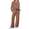 imageANRABESS Womens 2 Piece Outfits Half Zip Sweatshirt amp Wide Leg Pants Airport Travel Lounge Matching Sets Sweatsuits ClothingBurnt Brown