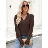 imageANRABESS Lightweight Sweaters for Women Long Sleeve V Neck Shirts Business Casual Work Blouses 2025 Fall Knit Pullover TopsCoffee
