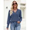 imageANRABESS Lightweight Sweaters for Women Long Sleeve V Neck Shirts Business Casual Work Blouses 2025 Fall Knit Pullover TopsDeep Blue