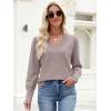 imageANRABESS Lightweight Sweaters for Women Long Sleeve V Neck Shirts Business Casual Work Blouses 2025 Fall Knit Pullover TopsGrey Khaki