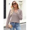 imageANRABESS Lightweight Sweaters for Women Long Sleeve V Neck Shirts Business Casual Work Blouses 2025 Fall Knit Pullover TopsGrey Khaki