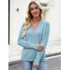imageANRABESS Lightweight Sweaters for Women Long Sleeve V Neck Shirts Business Casual Work Blouses 2025 Fall Knit Pullover TopsLight Blue