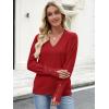 imageANRABESS Lightweight Sweaters for Women Long Sleeve V Neck Shirts Business Casual Work Blouses 2025 Fall Knit Pullover TopsRed