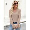imageANRABESS Lightweight Sweaters for Women Long Sleeve V Neck Shirts Business Casual Work Blouses 2025 Fall Knit Pullover TopsTan