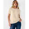 imageANRABESS Short Sleeve Sweater for Women Lightweight Crewneck Wool Blend Sweaters Tops Spring Summer Business Casual OutfitsBeige