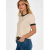imageANRABESS Short Sleeve Sweater for Women Lightweight Crewneck Wool Blend Sweaters Tops Spring Summer Business Casual OutfitsBlackbeige