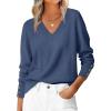 imageANRABESS Lightweight Sweaters for Women Long Sleeve V Neck Shirts Business Casual Work Blouses 2025 Fall Knit Pullover TopsDeep Blue