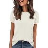 imageANRABESS Short Sleeve Sweater for Women Lightweight Crewneck Wool Blend Sweaters Tops Spring Summer Business Casual OutfitsWhite