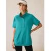 imageANRABESS Womens Short Sleeve Tops Oversized Lightweight Sweatshirt Polo Shirts 2026 Summer Casual Button Pullover Top OutfitsAqua