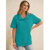 imageANRABESS Womens Short Sleeve Tops Oversized Lightweight Sweatshirt Polo Shirts 2026 Summer Casual Button Pullover Top OutfitsAqua