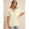 imageANRABESS Womens Short Sleeve Tops Oversized Lightweight Sweatshirt Polo Shirts 2026 Summer Casual Button Pullover Top OutfitsBeige
